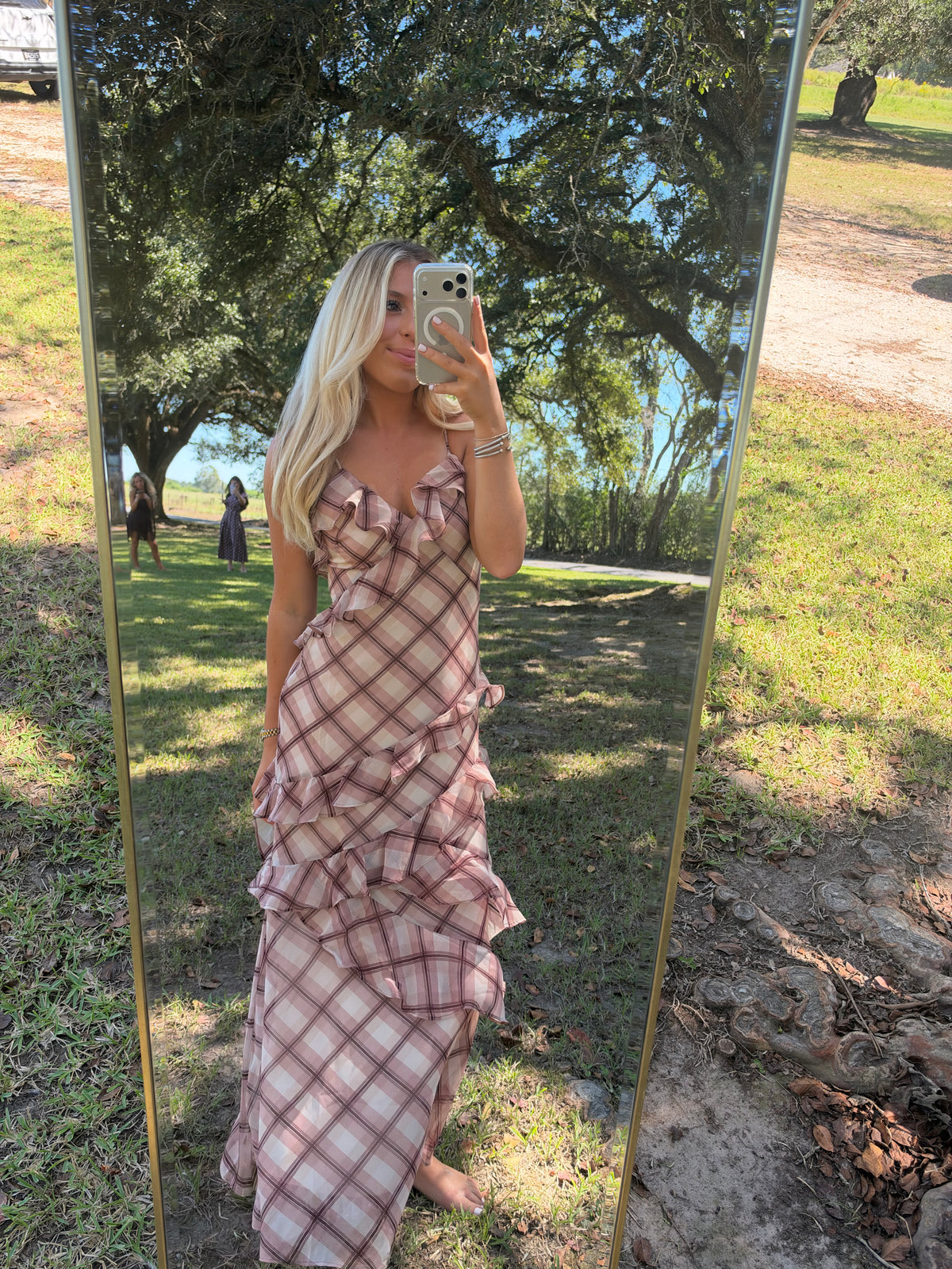 Cedar Plaid Maxi Dress- Ruffles