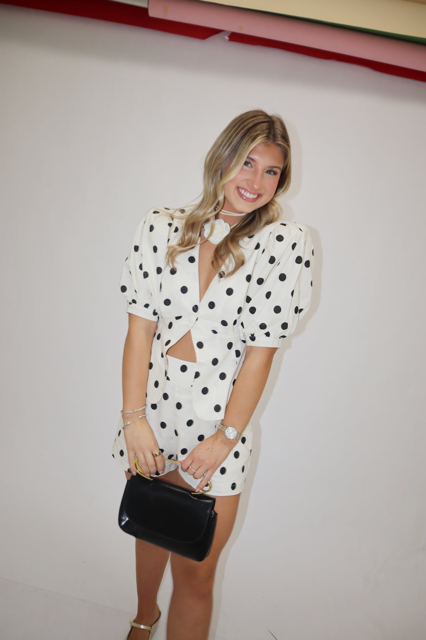 Bulldog Shorts Set- Polka Dot