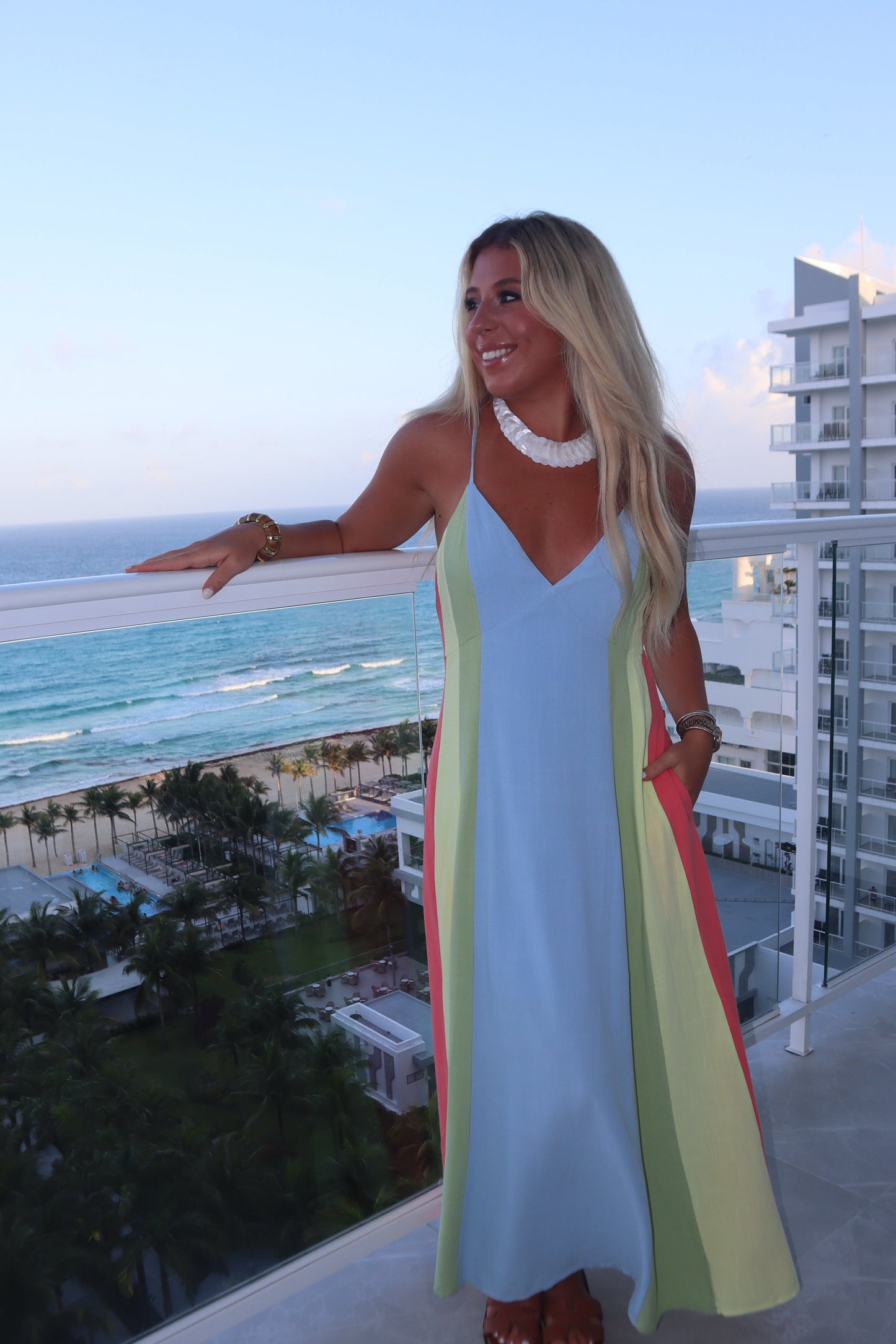 Baja Rainbow Stripe Maxi Dress