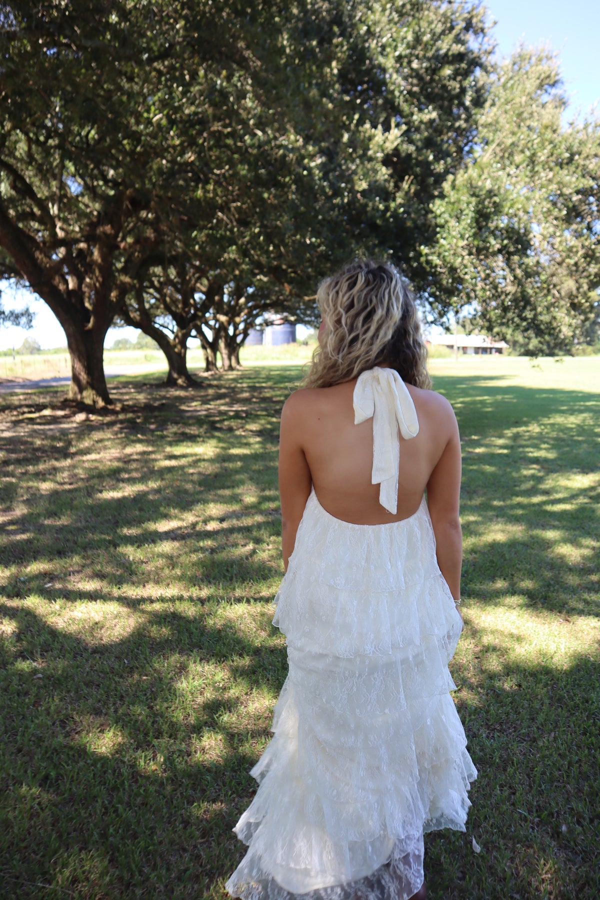 Swan Lace Maxi Dress- Cream