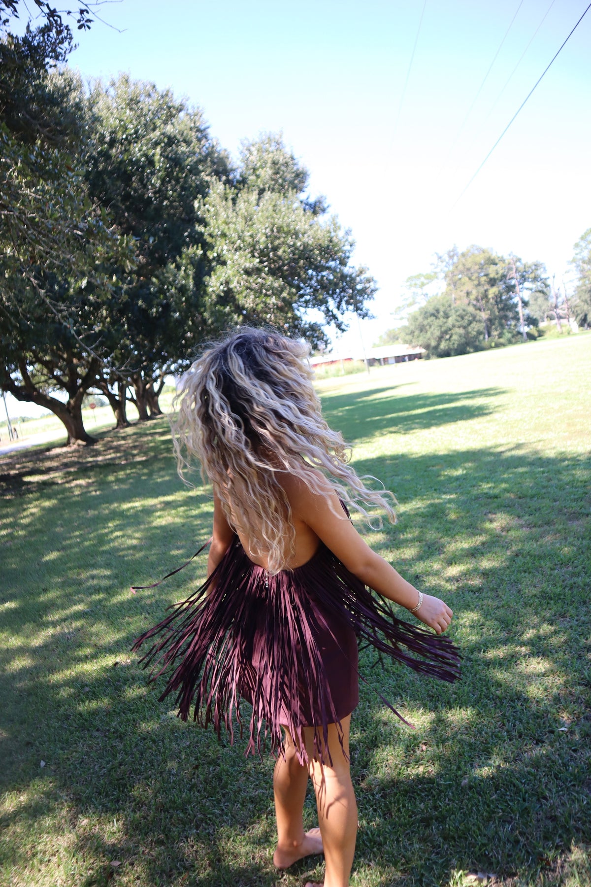 Cider Fringe Mini Dress- Dark Cherry