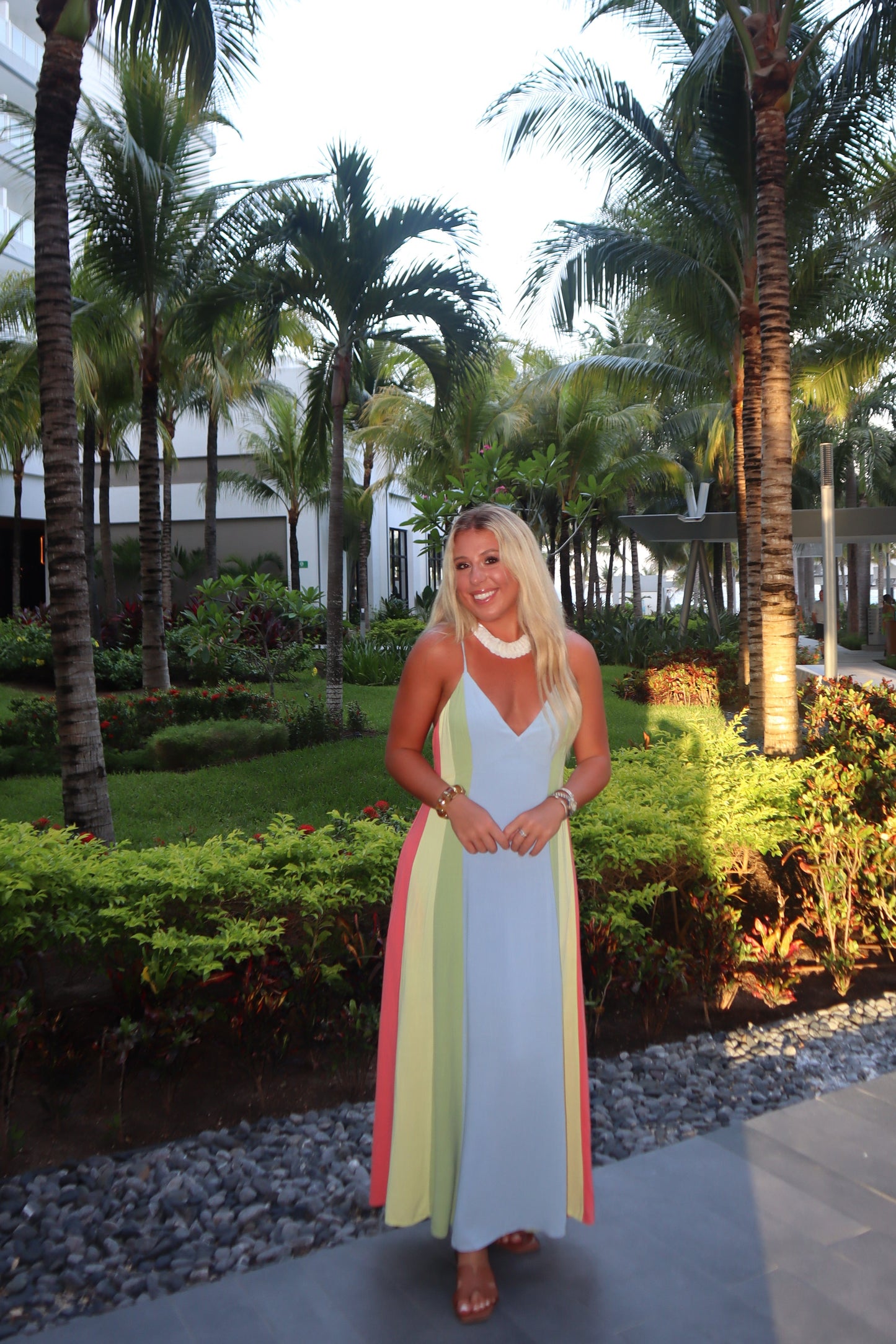 Baja Rainbow Stripe Maxi Dress