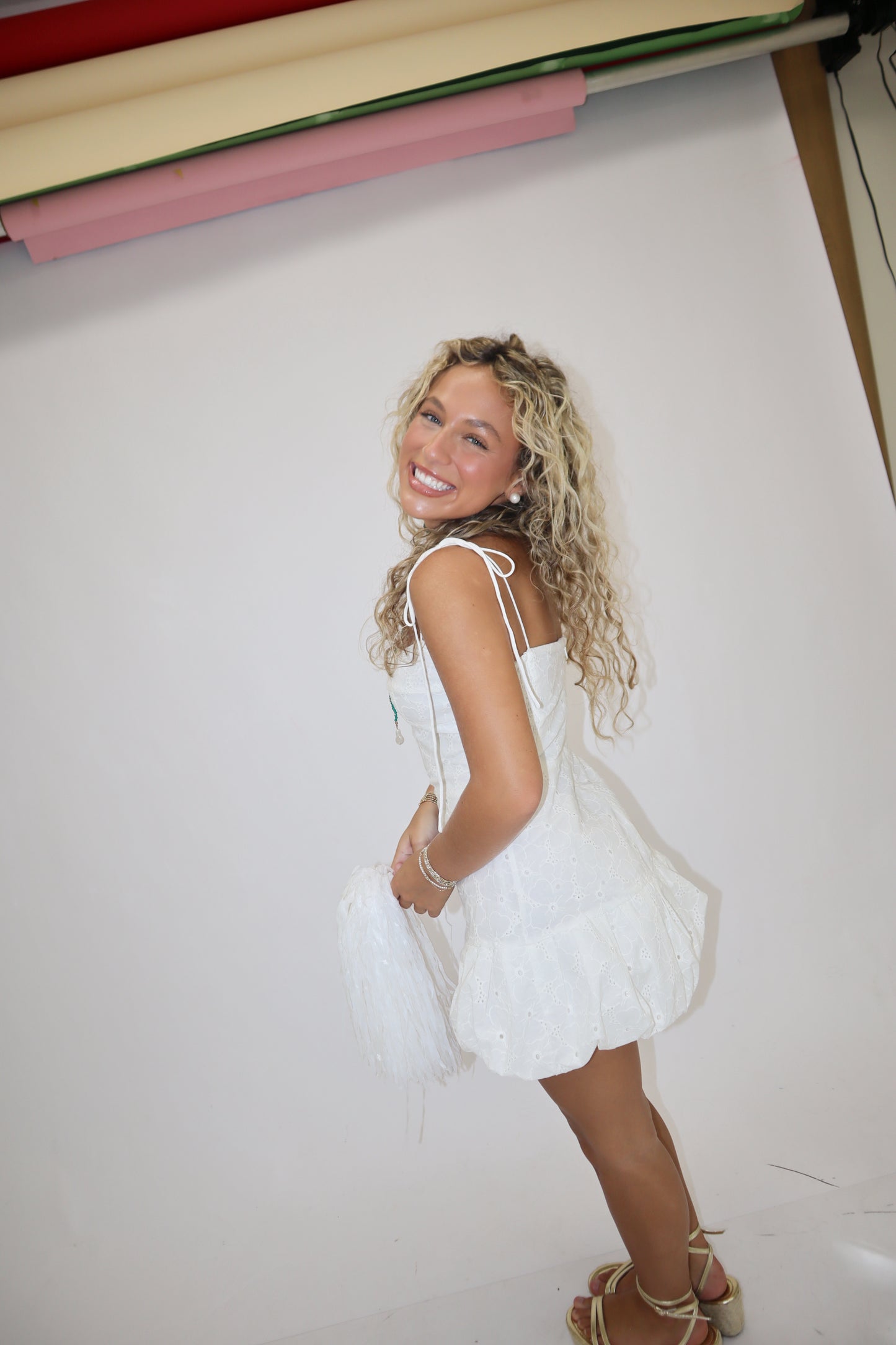 Eagle Mini Dress- White Bubble Hem