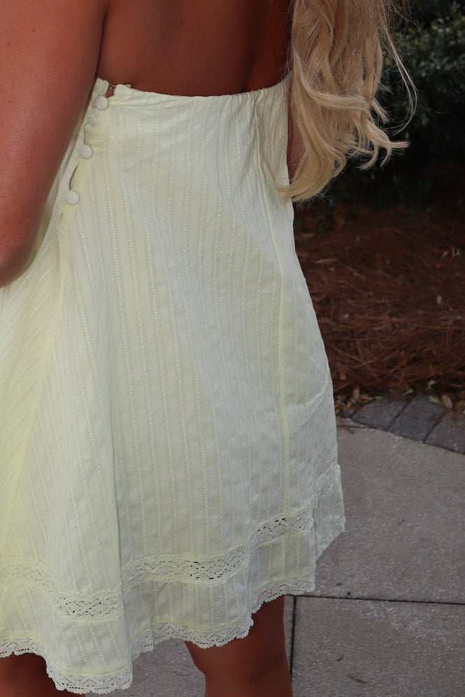 Palms Mini Dress- Light Yellow