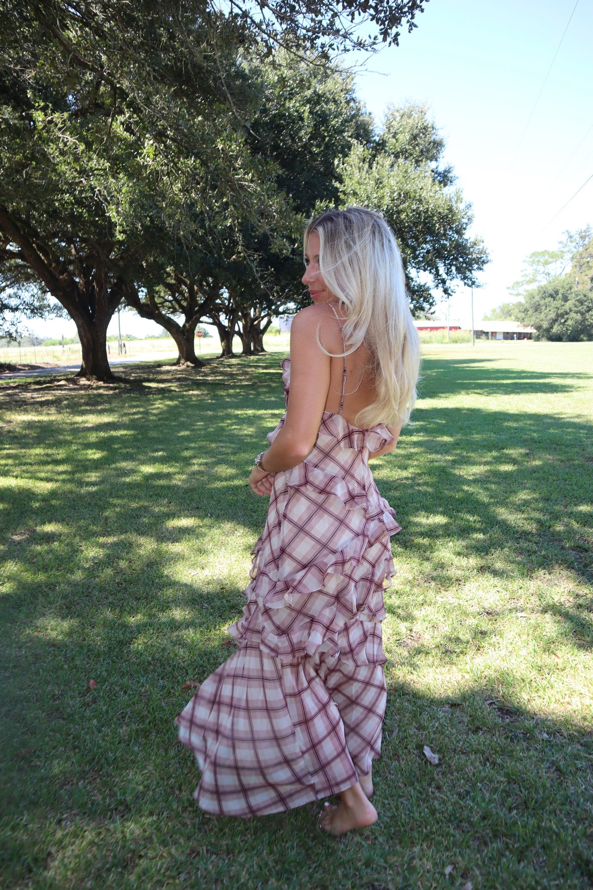 Cedar Plaid Maxi Dress- Ruffles