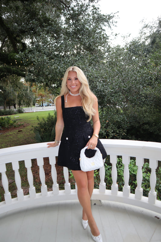 Noir Tweed Mini Dress