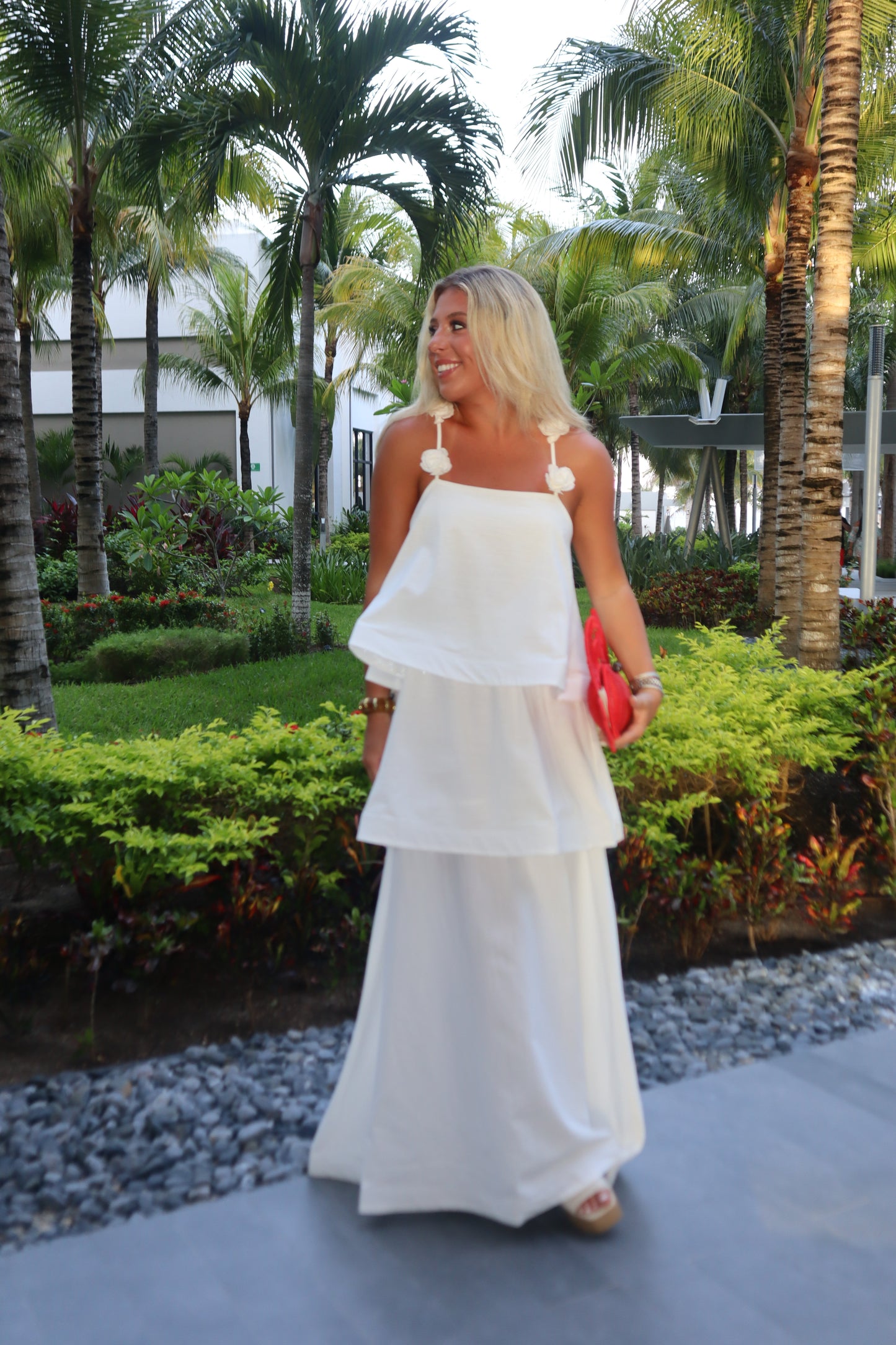 Oasis White Tiered Maxi Dress