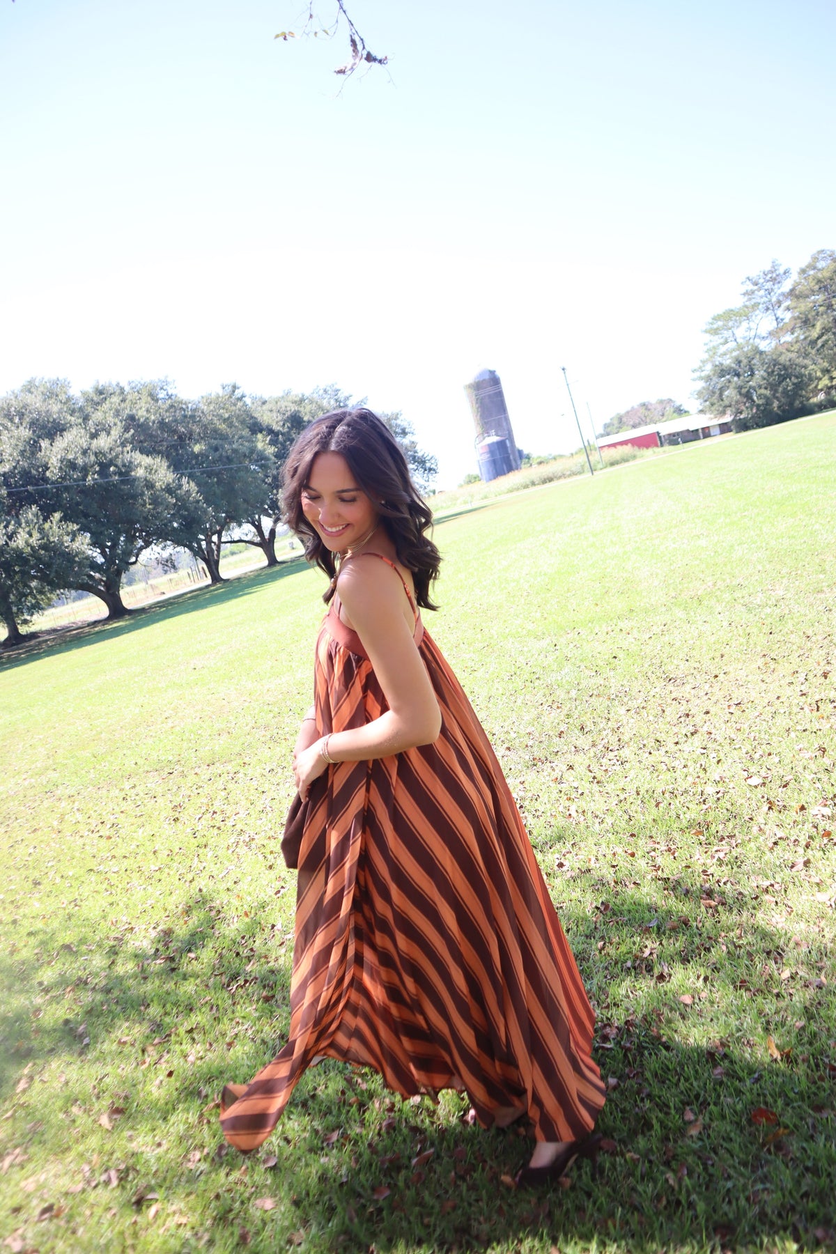 Maple Maxi Dress- Orange/Brown Striped