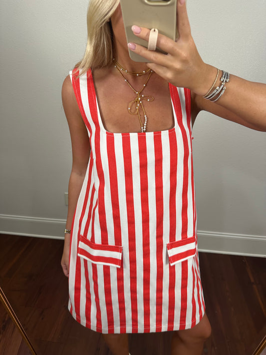Victory Dress- Red/White Stripes