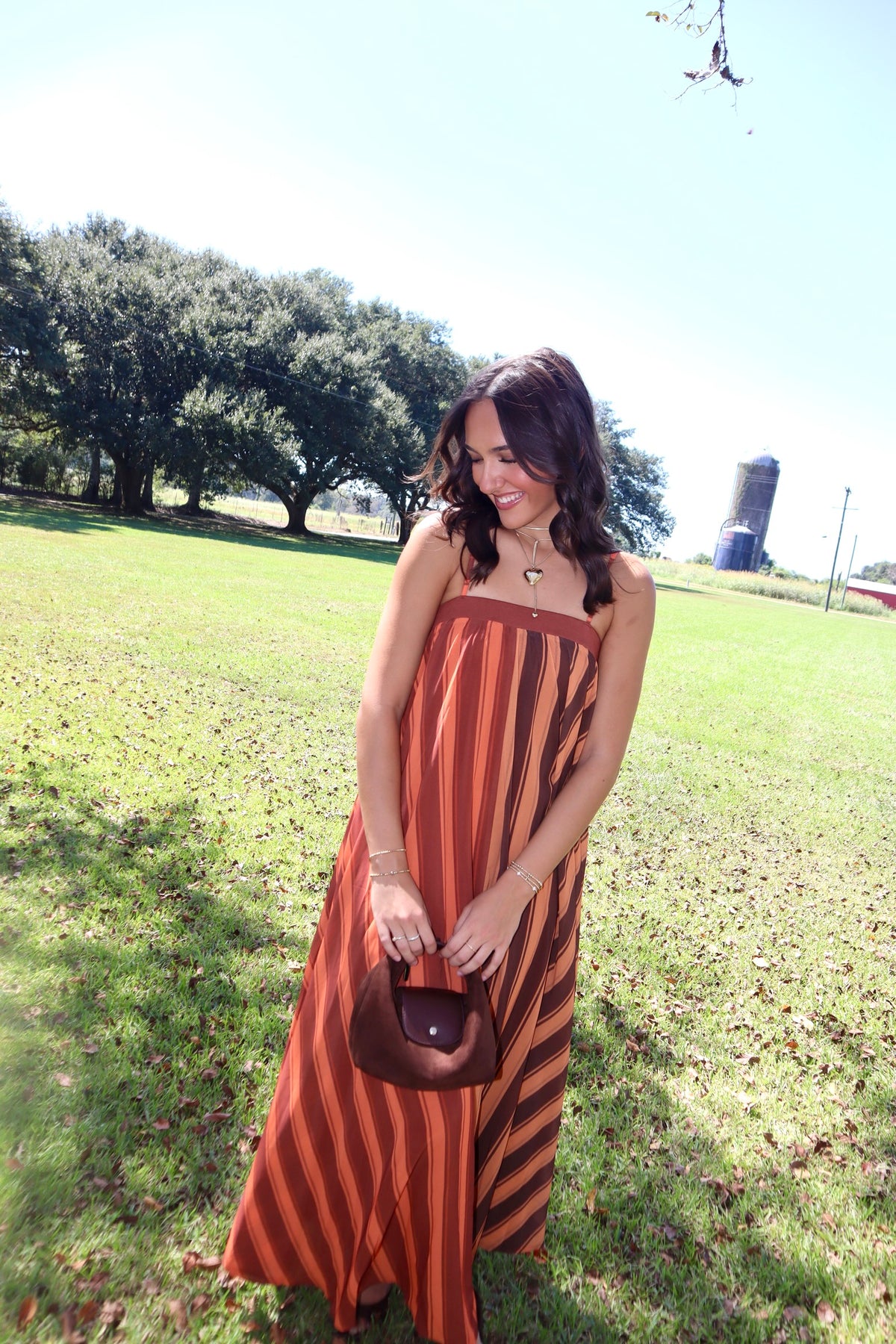 Maple Maxi Dress- Orange/Brown Striped
