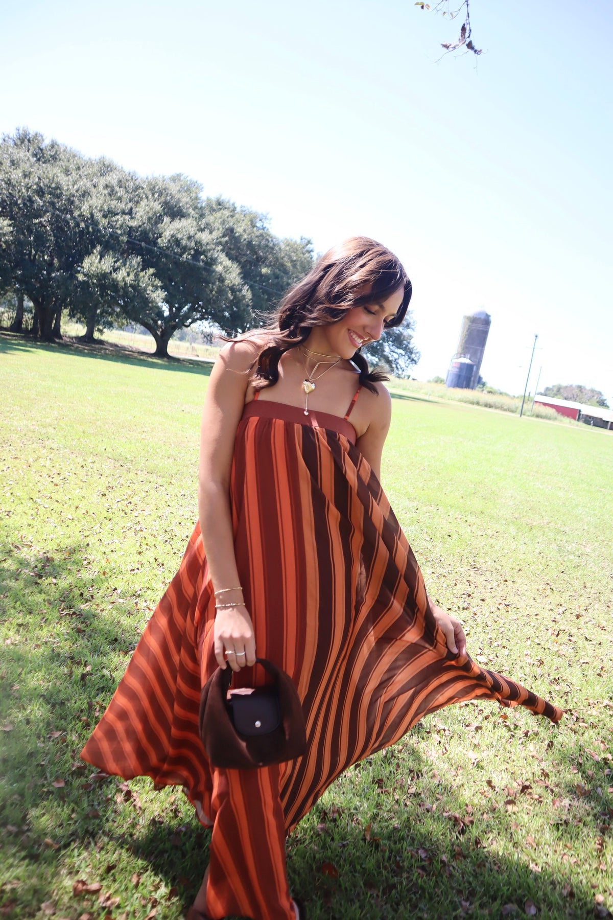 Maple Maxi Dress- Orange/Brown Striped