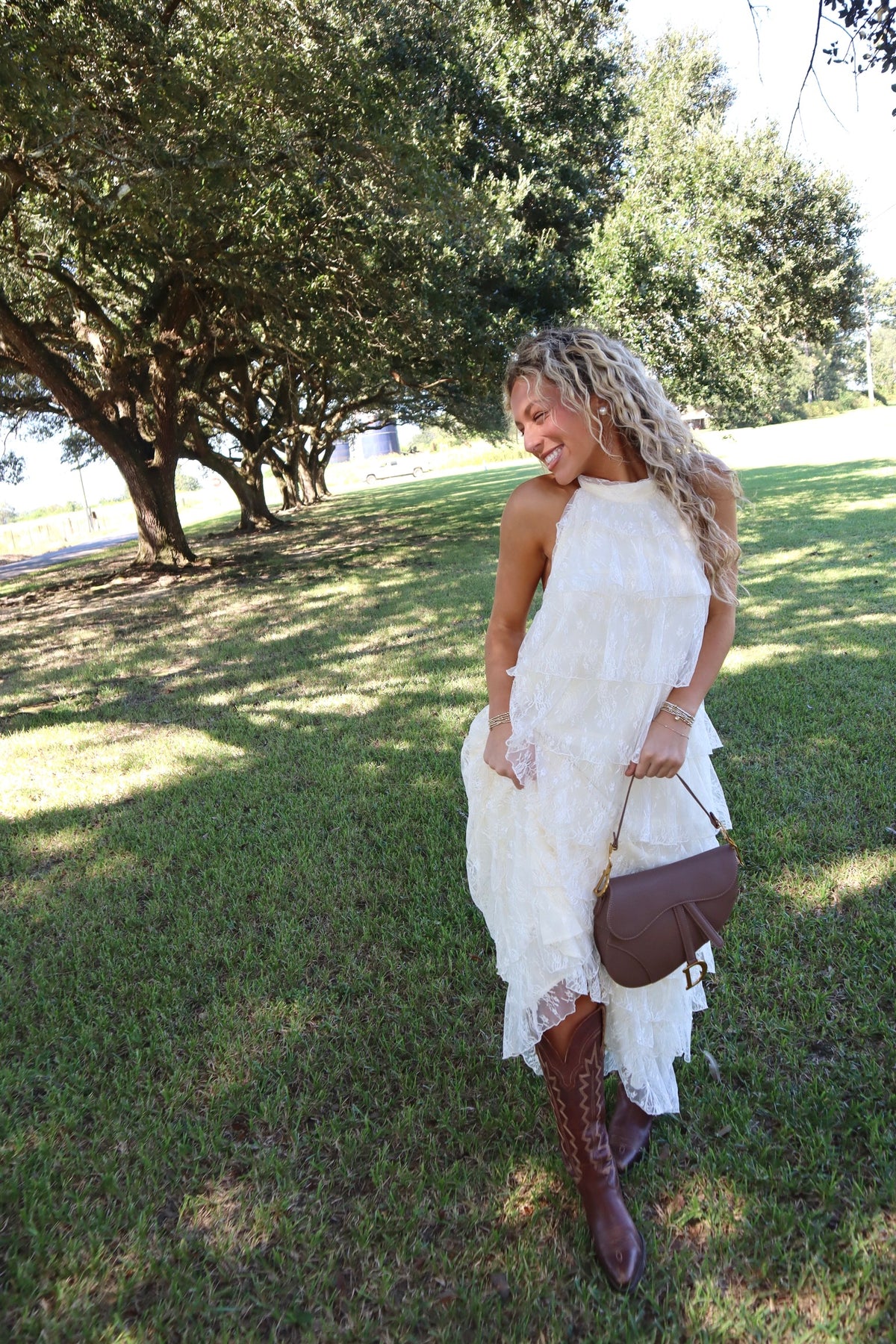 Swan Lace Maxi Dress- Cream