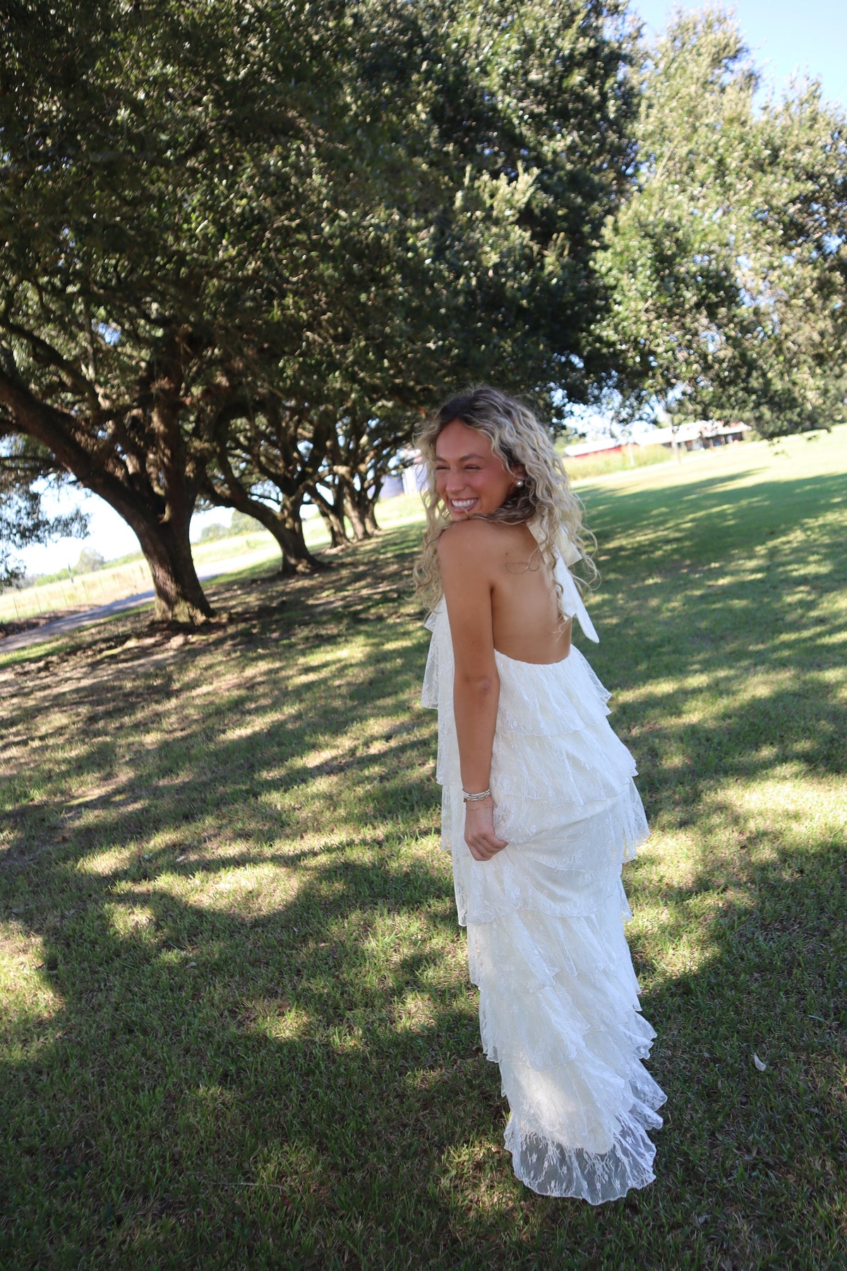 Swan Lace Maxi Dress- Cream