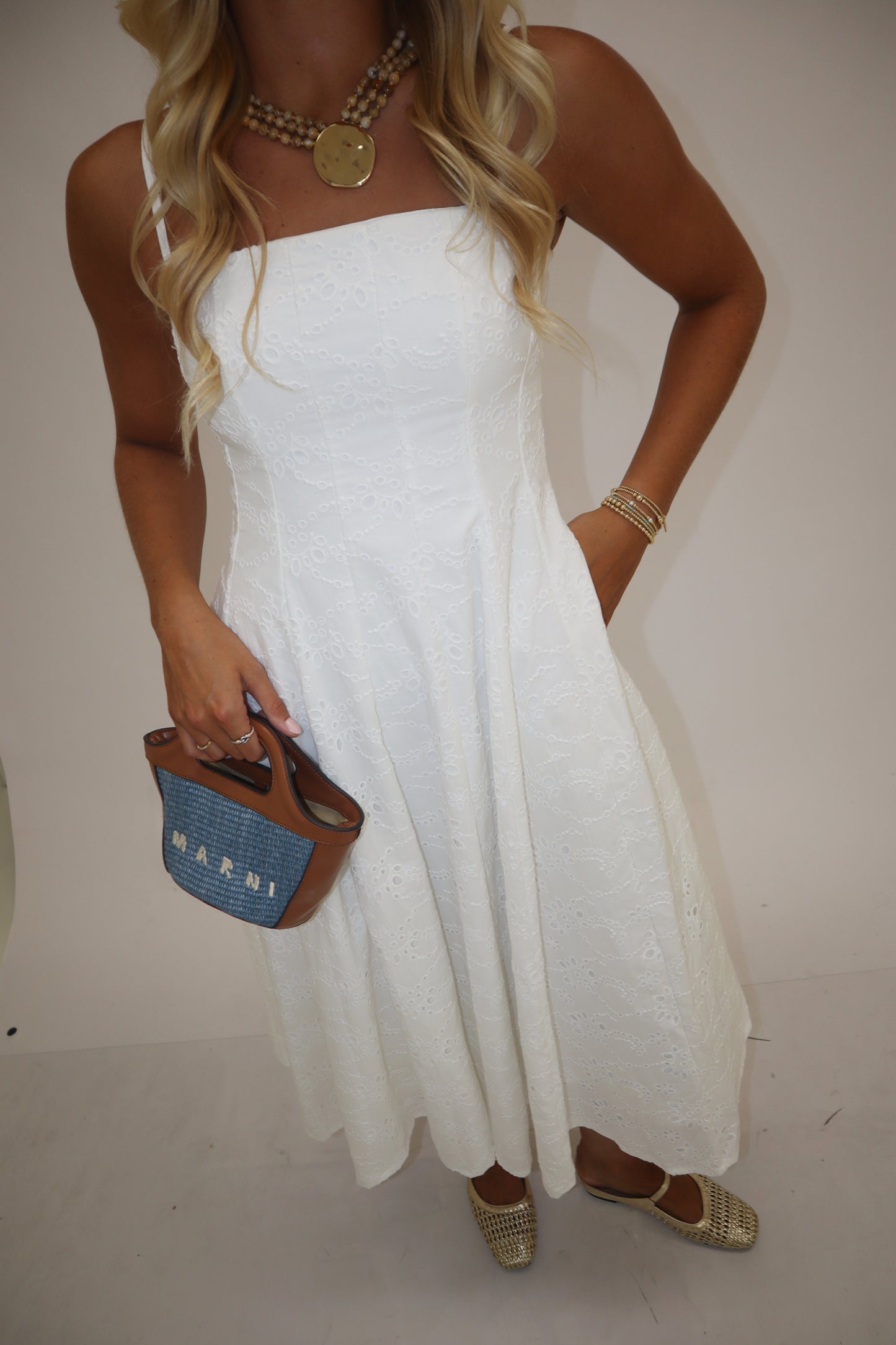 Aubie Dress- White Eyelet