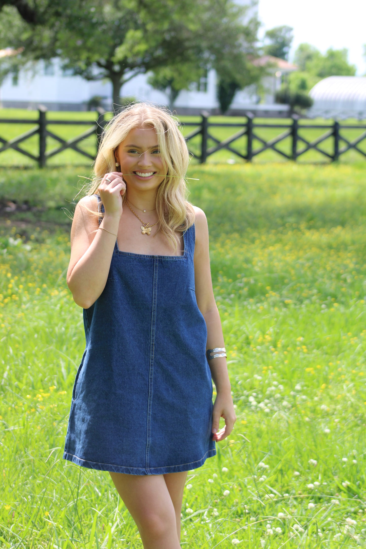 Faith Denim Dress Ivory Beau Faith Denim Dress Ivory Beau