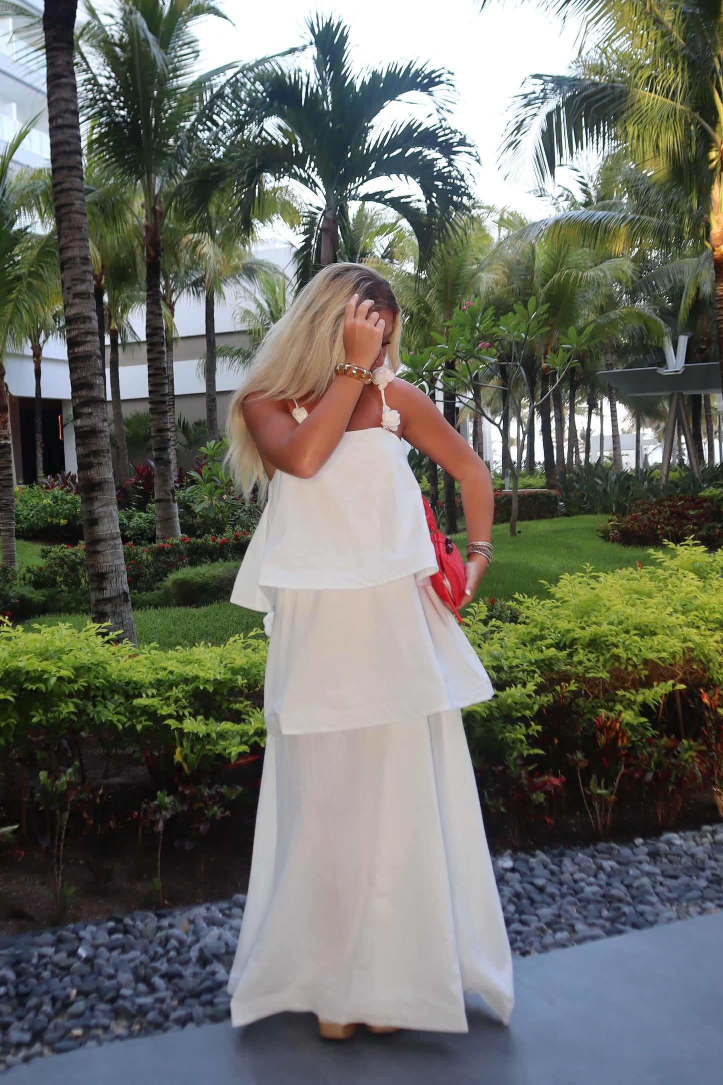 Oasis White Tiered Maxi Dress