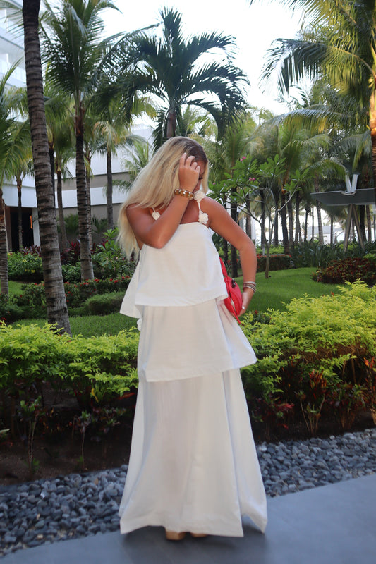 Oasis White Tiered Maxi Dress