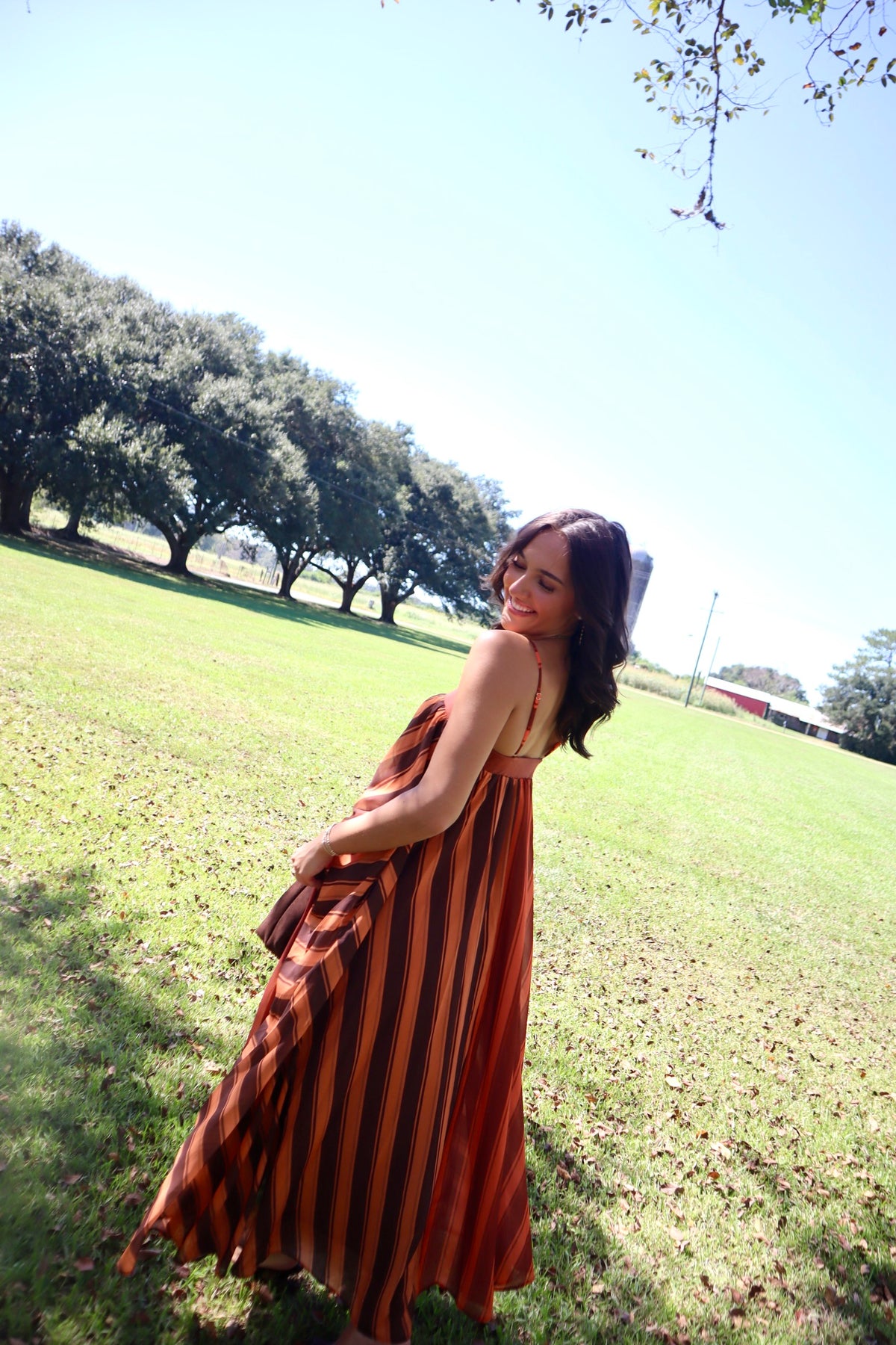 Maple Maxi Dress- Orange/Brown Striped