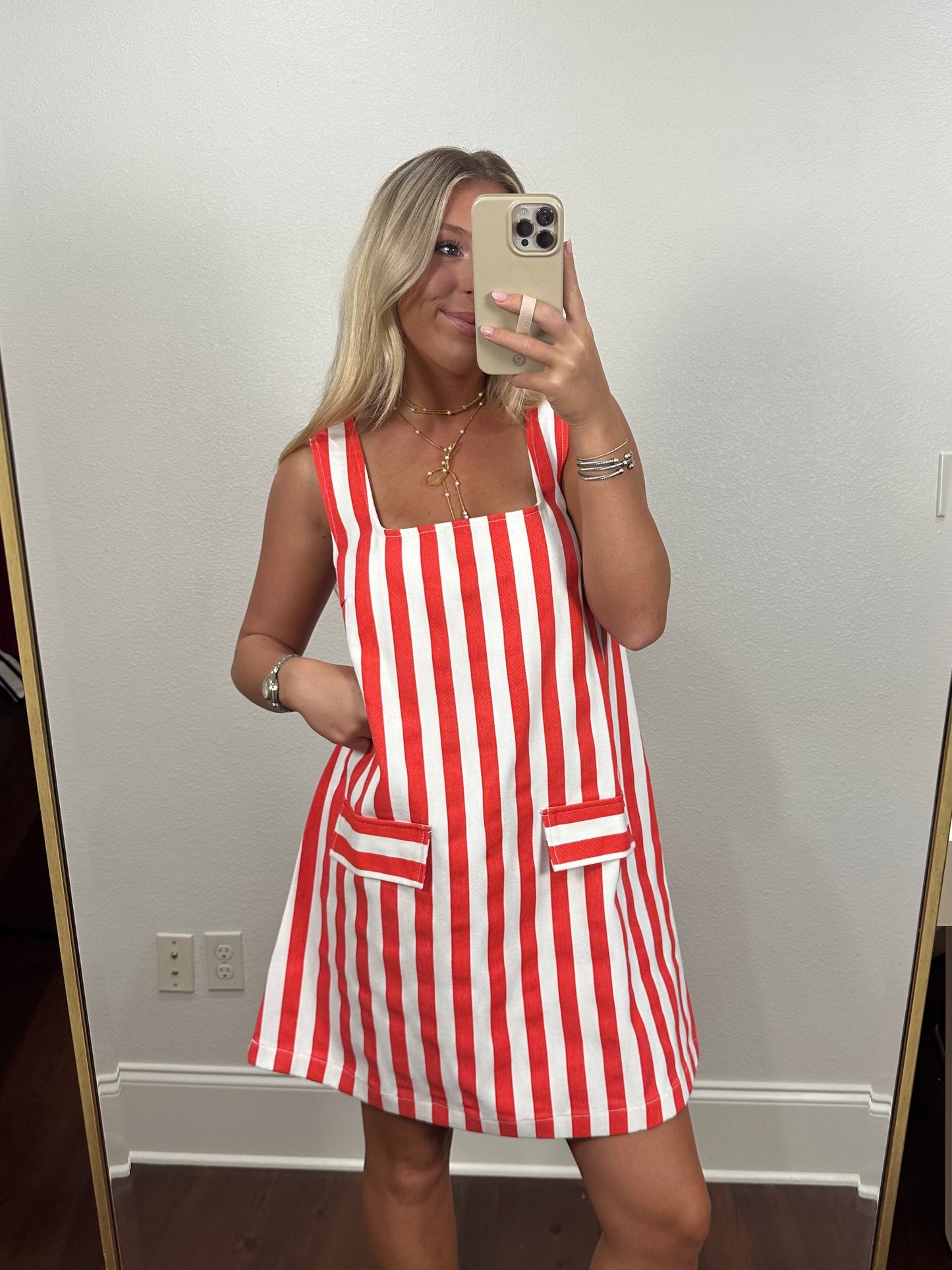 Victory Dress- Red/White Stripes