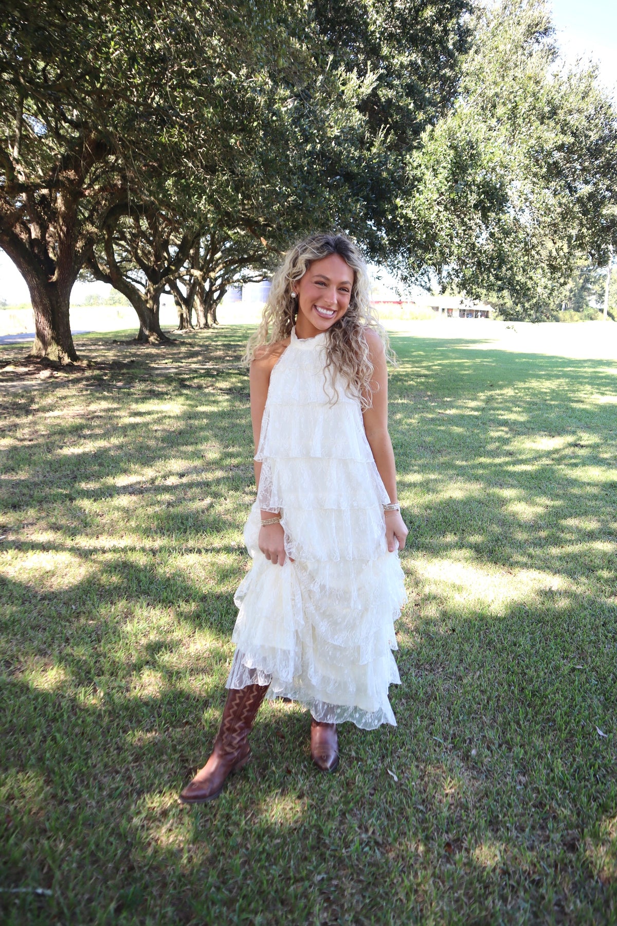 Swan Lace Maxi Dress- Cream