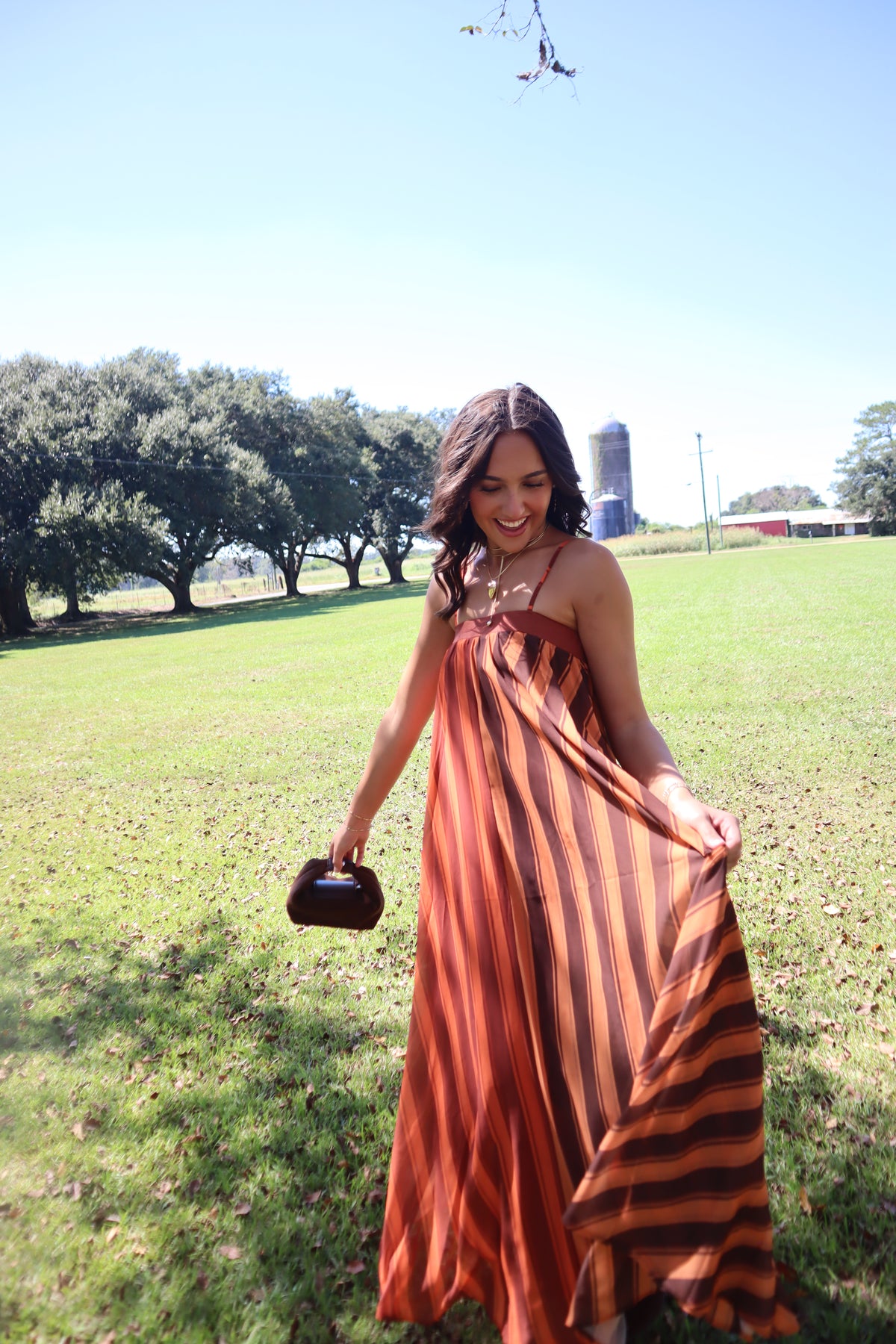 Maple Maxi Dress- Orange/Brown Striped