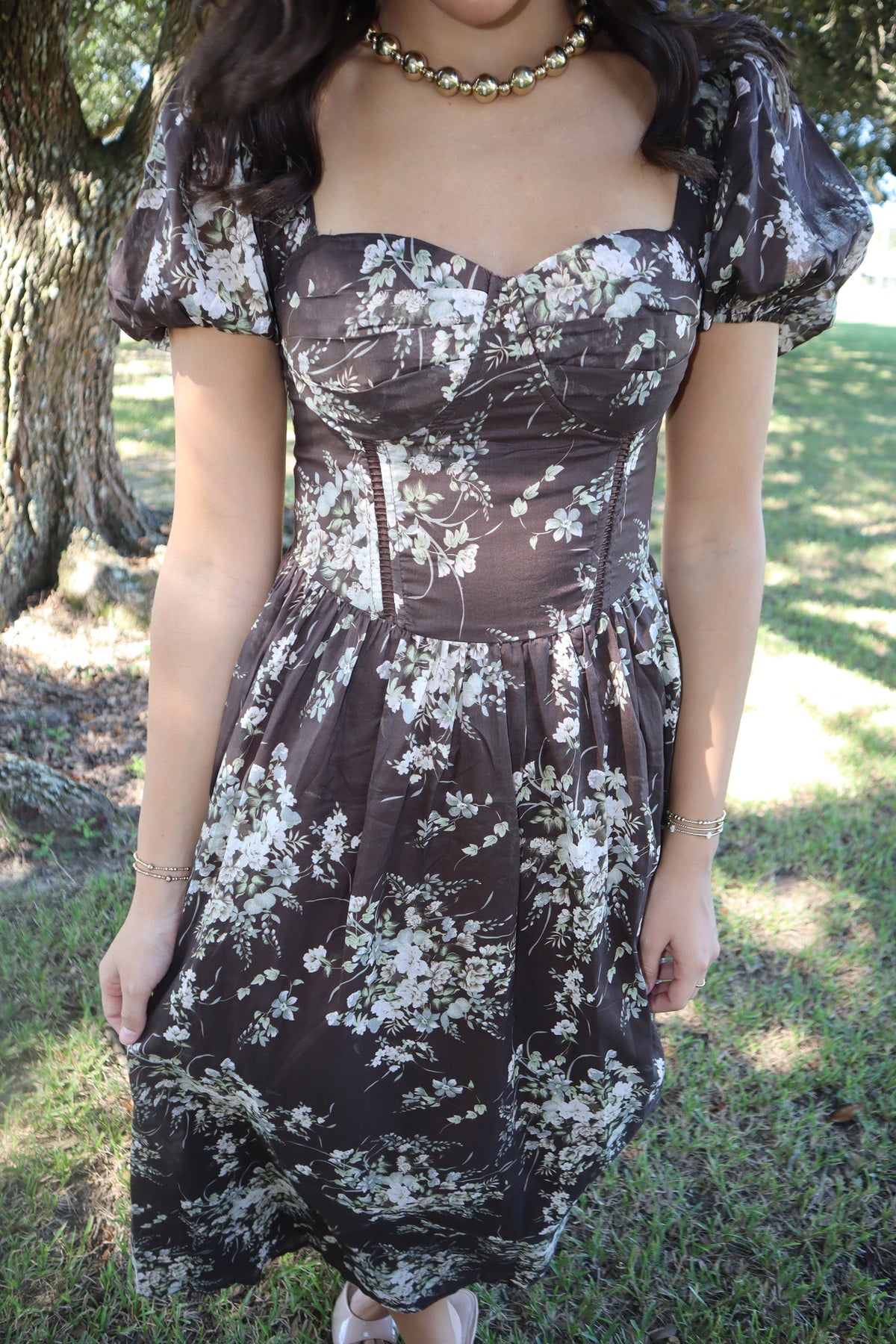 Autumn Maxi Dress- Puff Sleeves