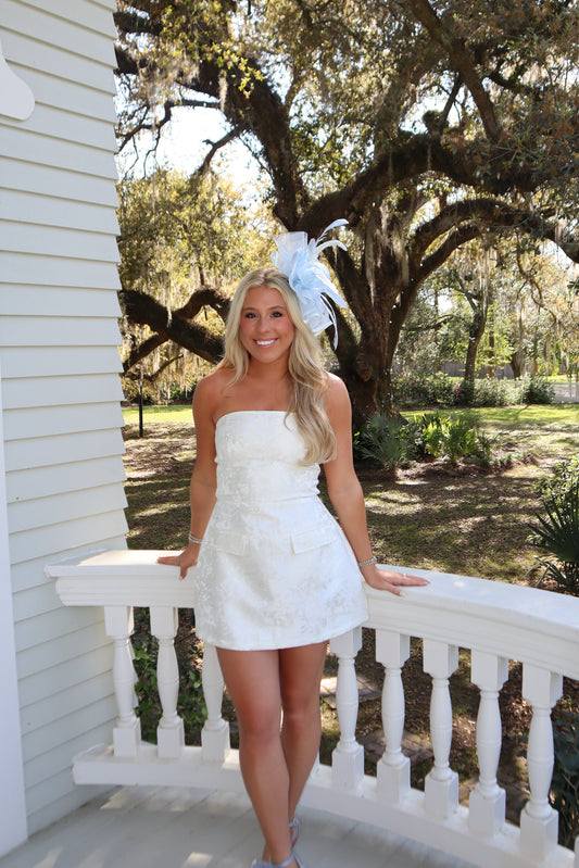 Kentucky Jacquard Dress- White