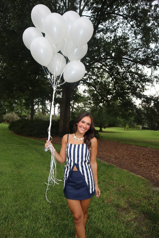 Ivory Set- Navy/White Stripe