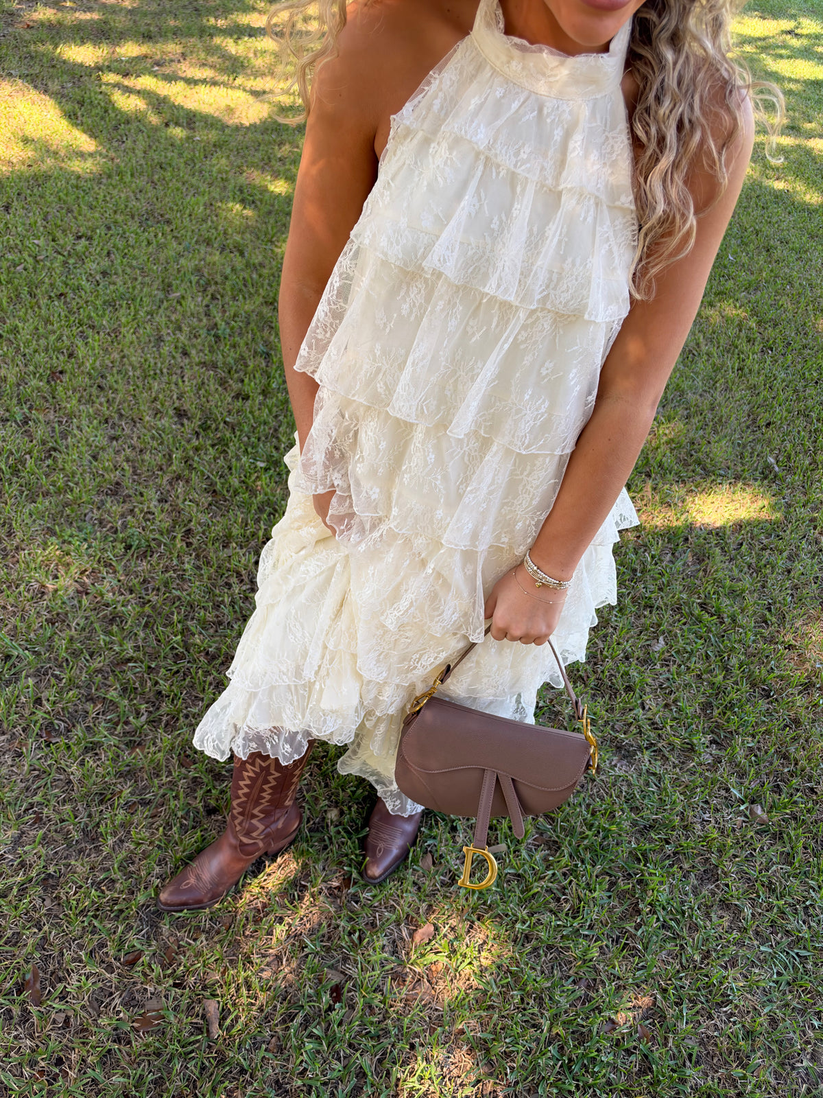 Swan Lace Maxi Dress- Cream