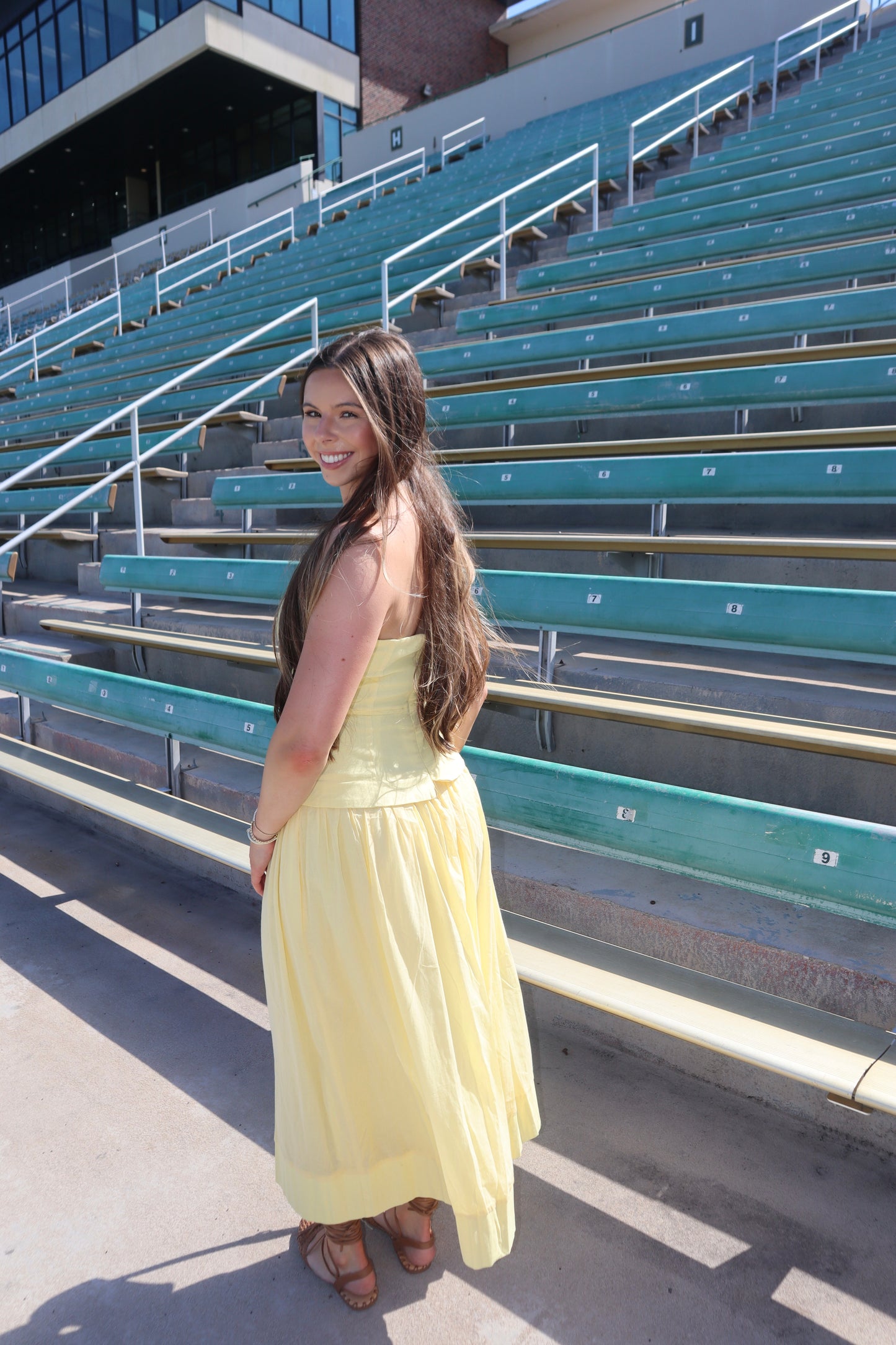 Kickoff Maxi Dress- Yellow Strapless