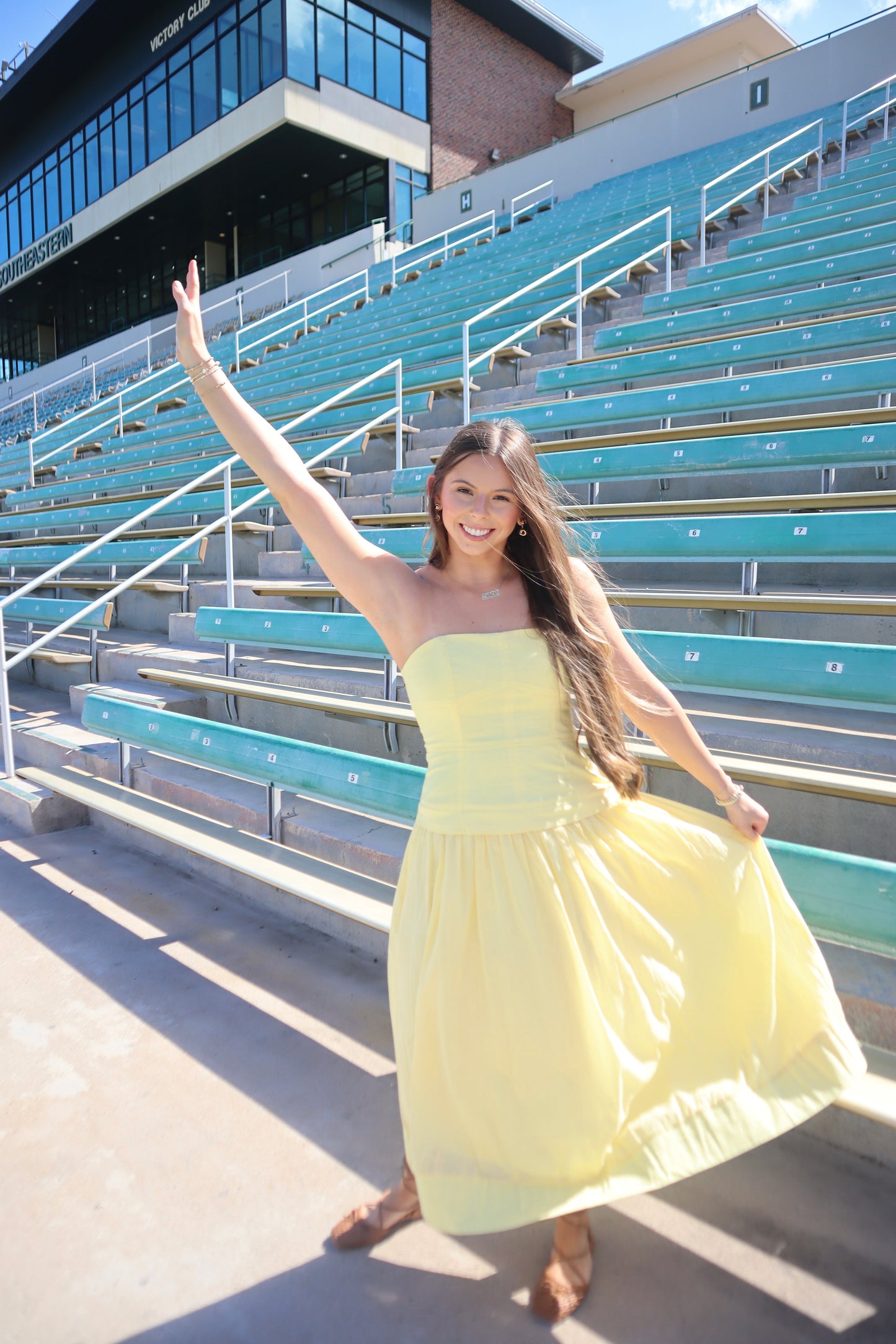 Kickoff Maxi Dress- Yellow Strapless